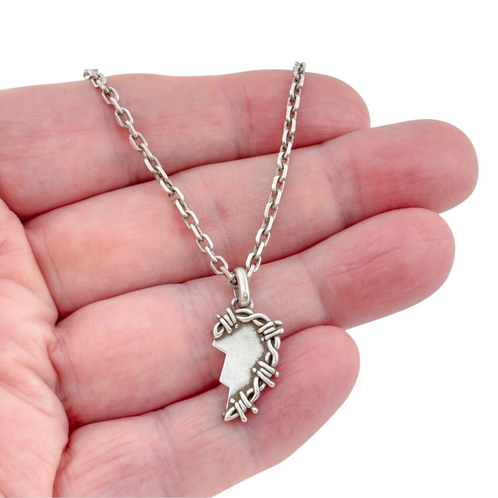 Vintage Lox and Chain Sterling Silver 925 Broken Heart Charm Necklace 21.5"
